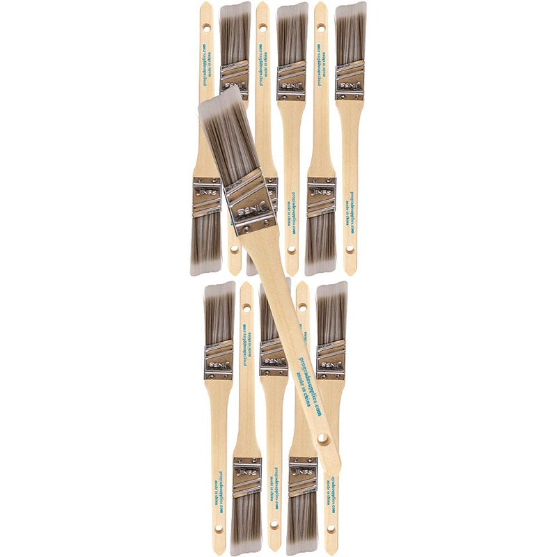 Pro-Grade 12PK 1 inch Angle Brush Premium Wall/Trim House Paint Brush Set Great for Professional Painter and Home Owners Painting Brushes for Cabinet Decks Fences Interior Exterior & Commercial Paintbrush. - Image 1